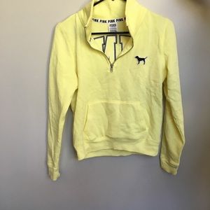 Yellow PINK half zip hoodie! Xs